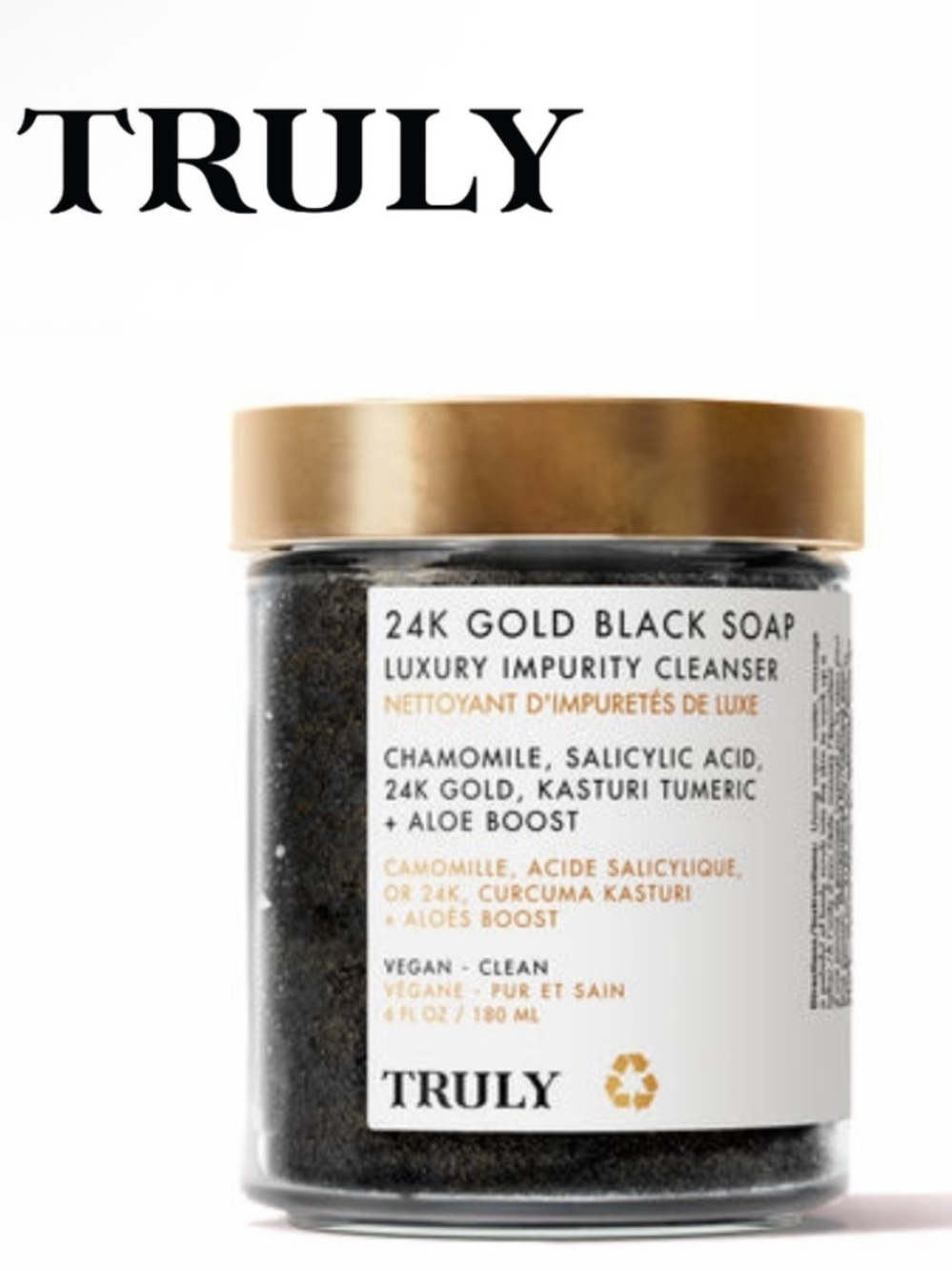 TRULY 24K Gold Black Soap Luxury Impurity Cleanser - New Sealed